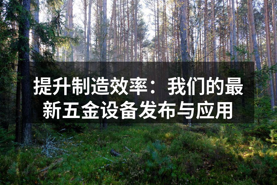提升制造效率：我们的最新五金设备发布与应用